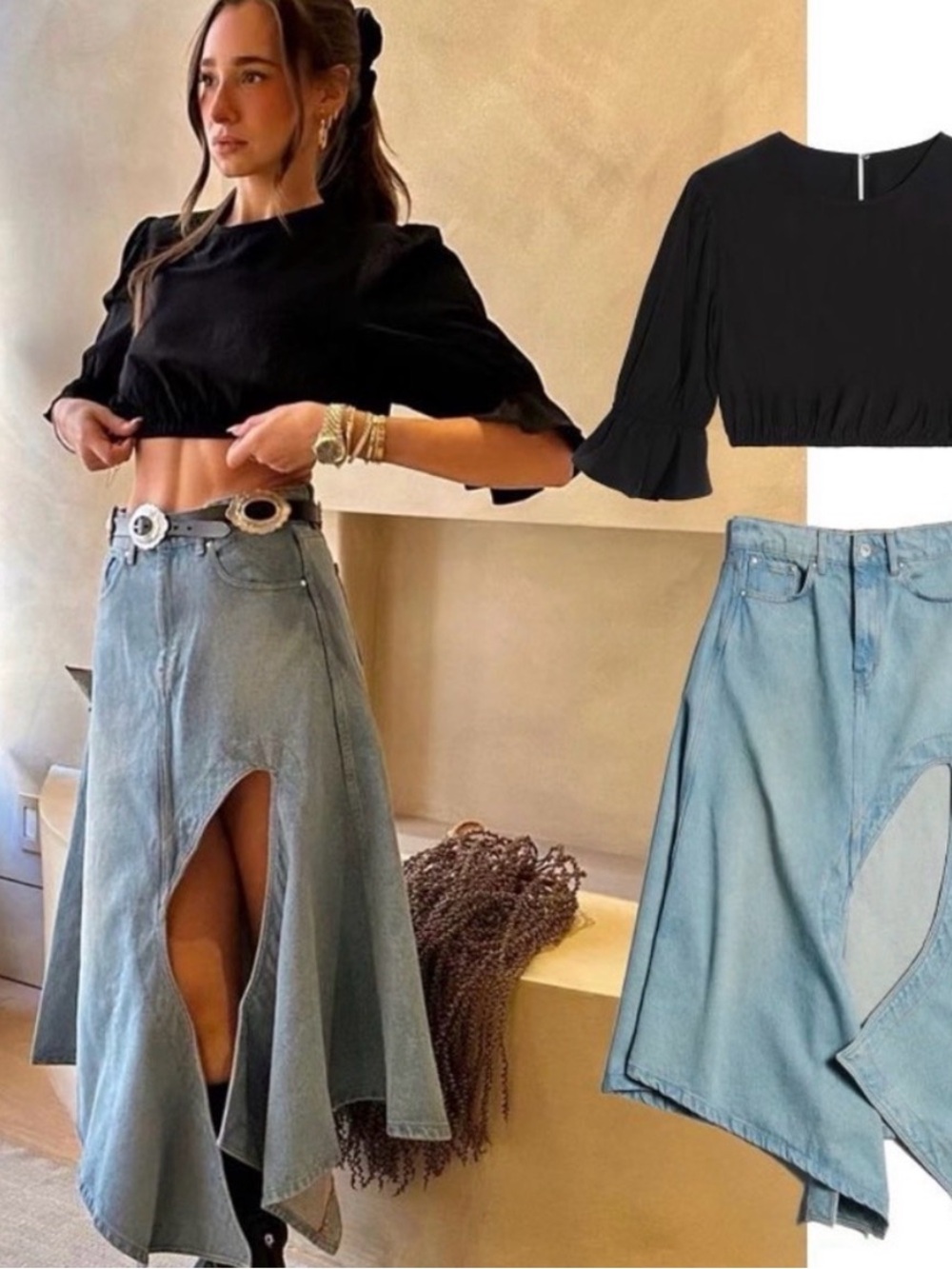 WEWOREWHAT Cropped Bell Sleeve
